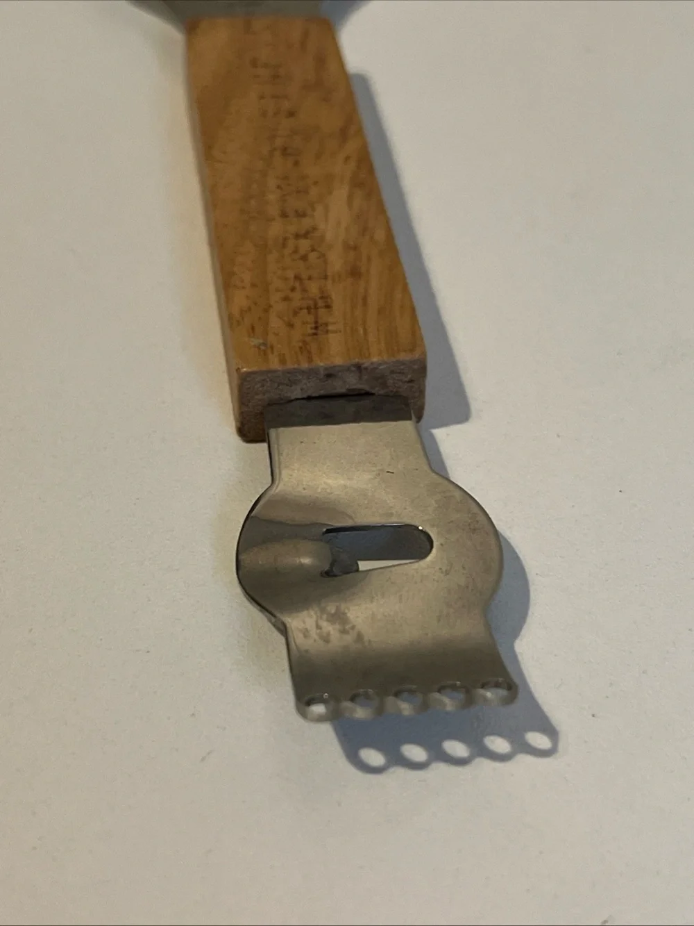 Dual Purpose Bar Tool Citrus Zester Bottle Opener Stainless Steel Acacia Wood